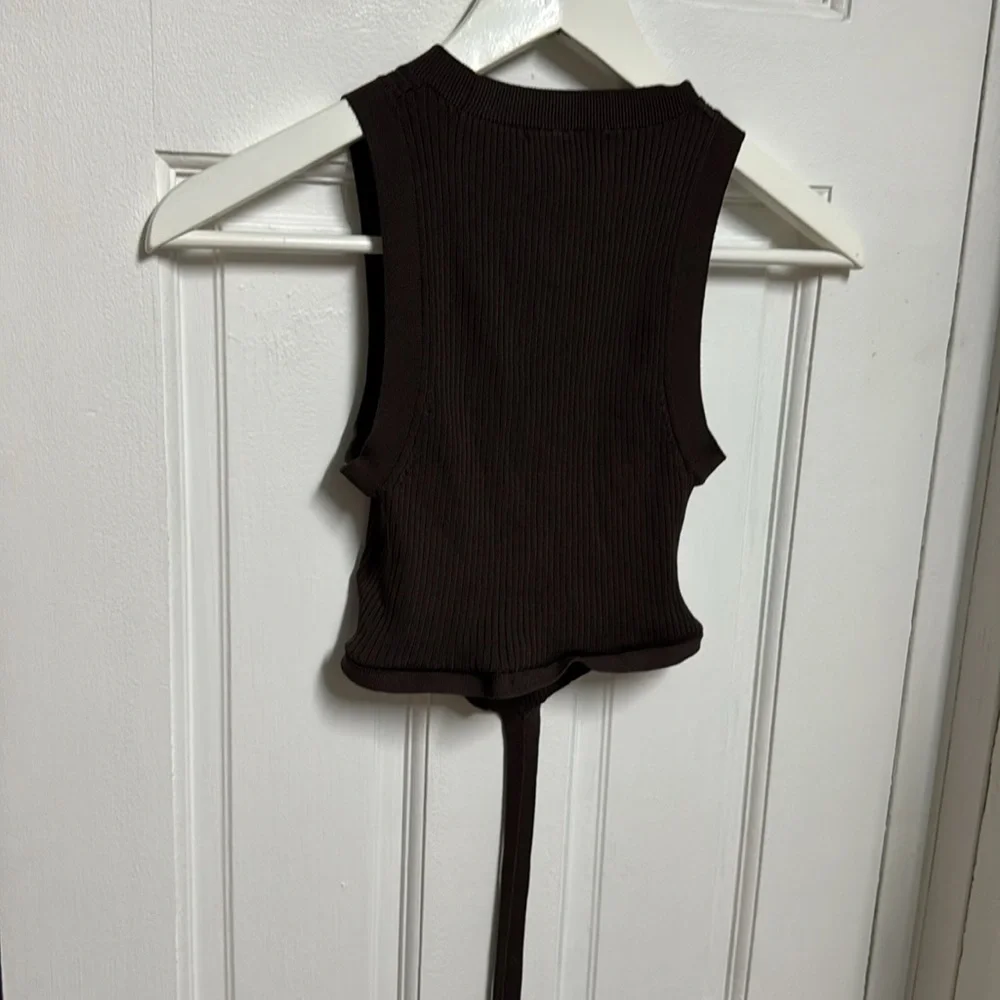 & Other Stories Ribbed Brown Top - Picture 5 of 5